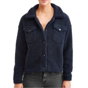 Jason Maxwell, navy blue, Teddy Sherpa fully lined cropped style jacket